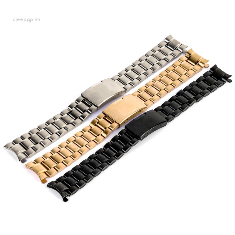 Dây Đồng Hồ Bằng Thép Không Gỉ Thiết Kế Cong 3 Màu Thời Trang Uieepgp 18 / 20 / 22 / 24mm