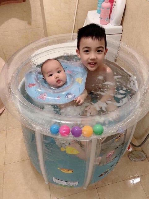 ( Nhiều quà tặng) Bể Bơi,  Hồ Bơi Spa Thành Cao Loại Lớn 80CM X 80CM - Tặng bơm tay, bóng , phao cổ.