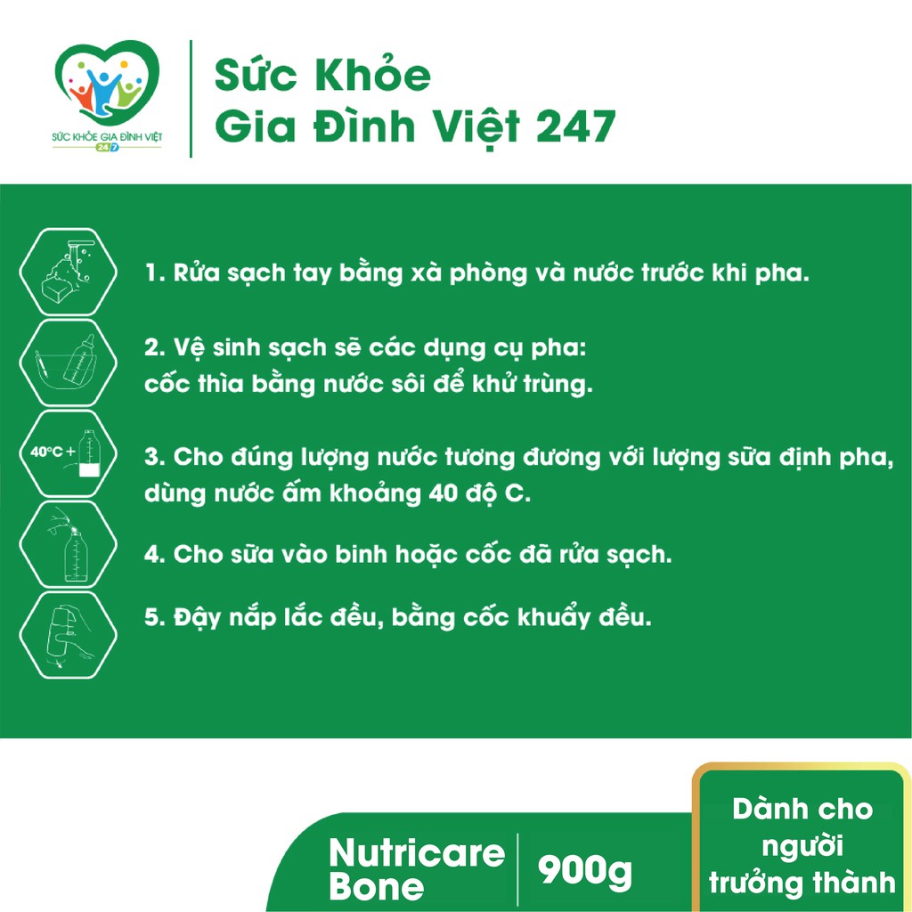 Sữa Nutricare bone 900g - Bổ sung canxi - Giúp xương chắc khỏe