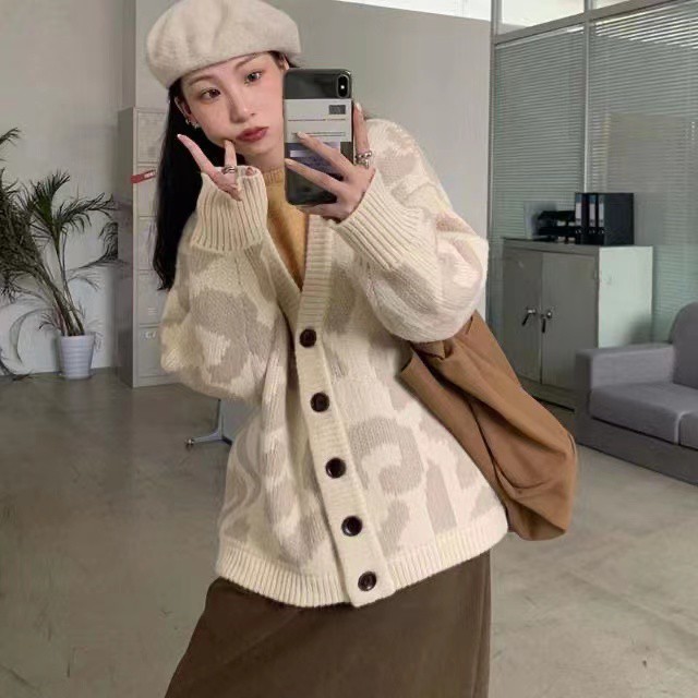 Áo khoác Cardigan  len đan len họa tiết da báo ngọt ngào Order #031 | BigBuy360 - bigbuy360.vn
