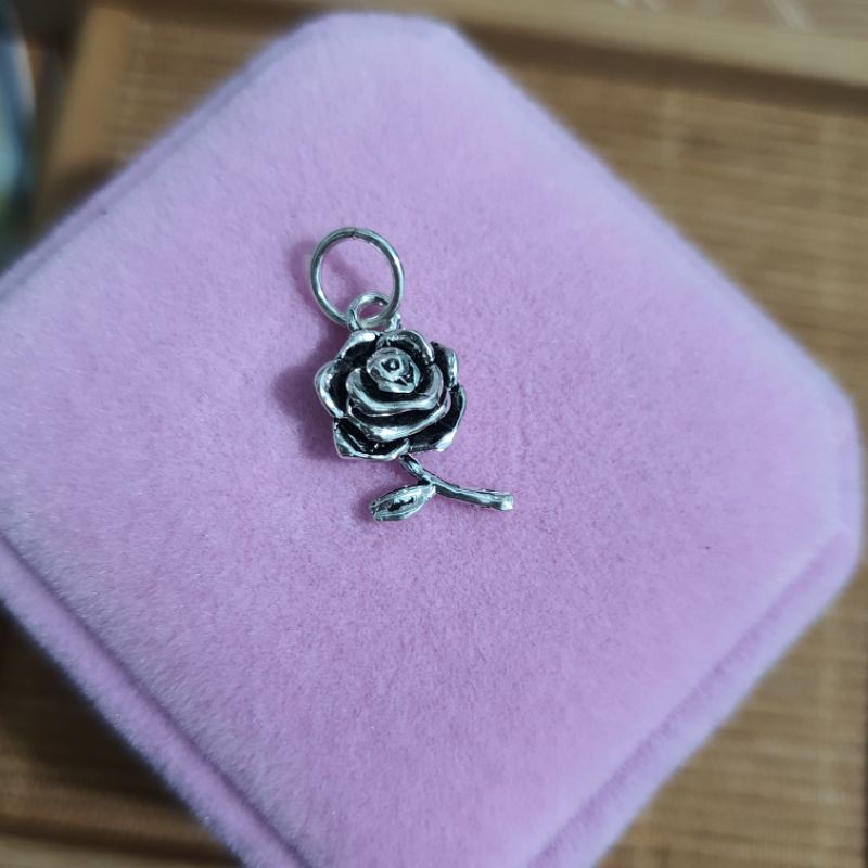 Charm bạc cành hoa hồng - bạc 925