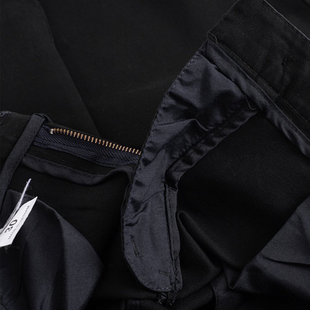 Quần âu cạp cao màu đen chất liệu chinos cao cấp Tum Machines TROUSER Black