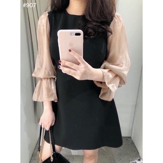 ĐẦM ĐEN PHỐI TAY DÀI ÁNH KIM