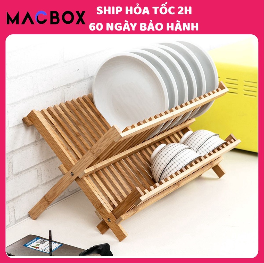 Giá/Kệ Úp Bát Đĩa Cốc Chén Gỗ Tre Tự Nhiên - Khay Đựng Bát Đũa Thớt Dao Kéo Để Bàn Nhà Bếp Đa Năng