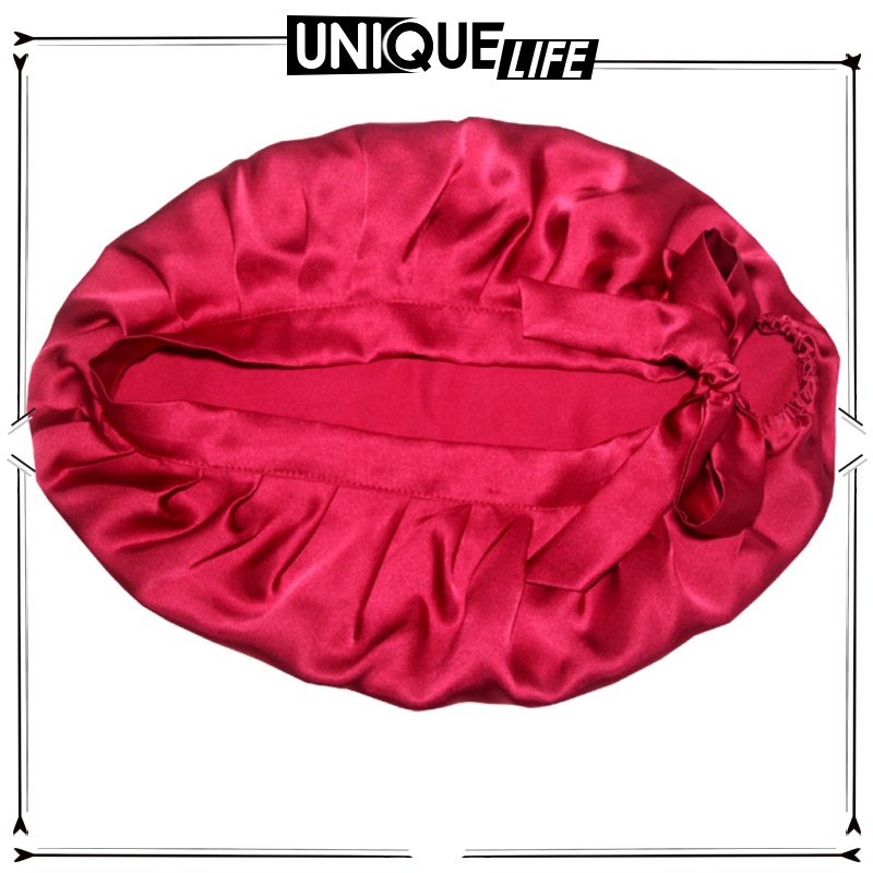 Mũ trùm đầu chăm sóc tóc khi ngủ bằng lụa nguyên chất 100% màu đen cho nữ
