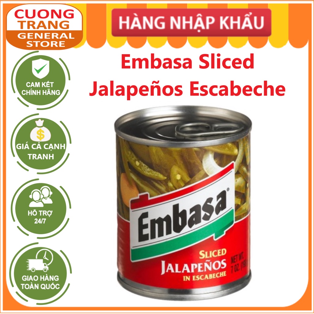 Ớt ngâm cắt miếng Embasa Sliced Jalapeños ở Escabeche 198g Shopee