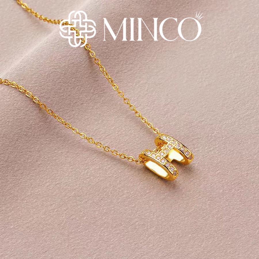 Dây chuyền nữ Minco Accessories đính đá chữ H thời trang phong cách Hàn Quốc DT61