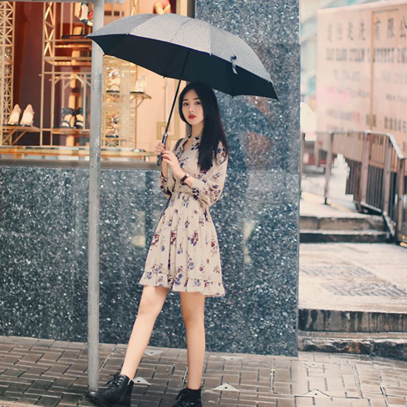 Đầm voan dài tay in hoa thời trang cho nữ | BigBuy360 - bigbuy360.vn