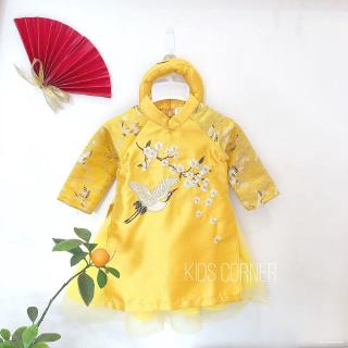 Áo Dài Kim Tuyến Mai Hạc BG-Vàng
