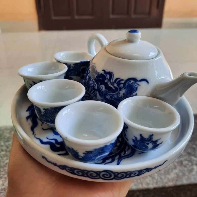 Bộ ấm chén thờ cúng mini.Hàng sứ Bát Tràng.