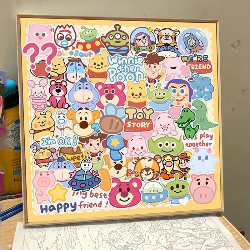 Hàng Mới❤[30 * 30/40 * 40cm] Tranh tô màu theo số / Hoa tulip-Hoa tươi nhỏ chữa bệnh /Gia đình hoạt hình / Tự làm quà tặng độc đáo / Buzz Lightyear / Strawberry Bear/  không có khung -Tranh tô màu theo số hoa