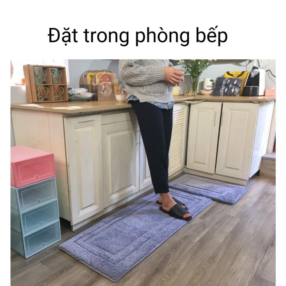 Thảm chùi chân, thảm bếp lông len dày, chống trơn trượt hàng cao cấp MINHOME88 kích thước dài 40x60cm và 45x1,2m