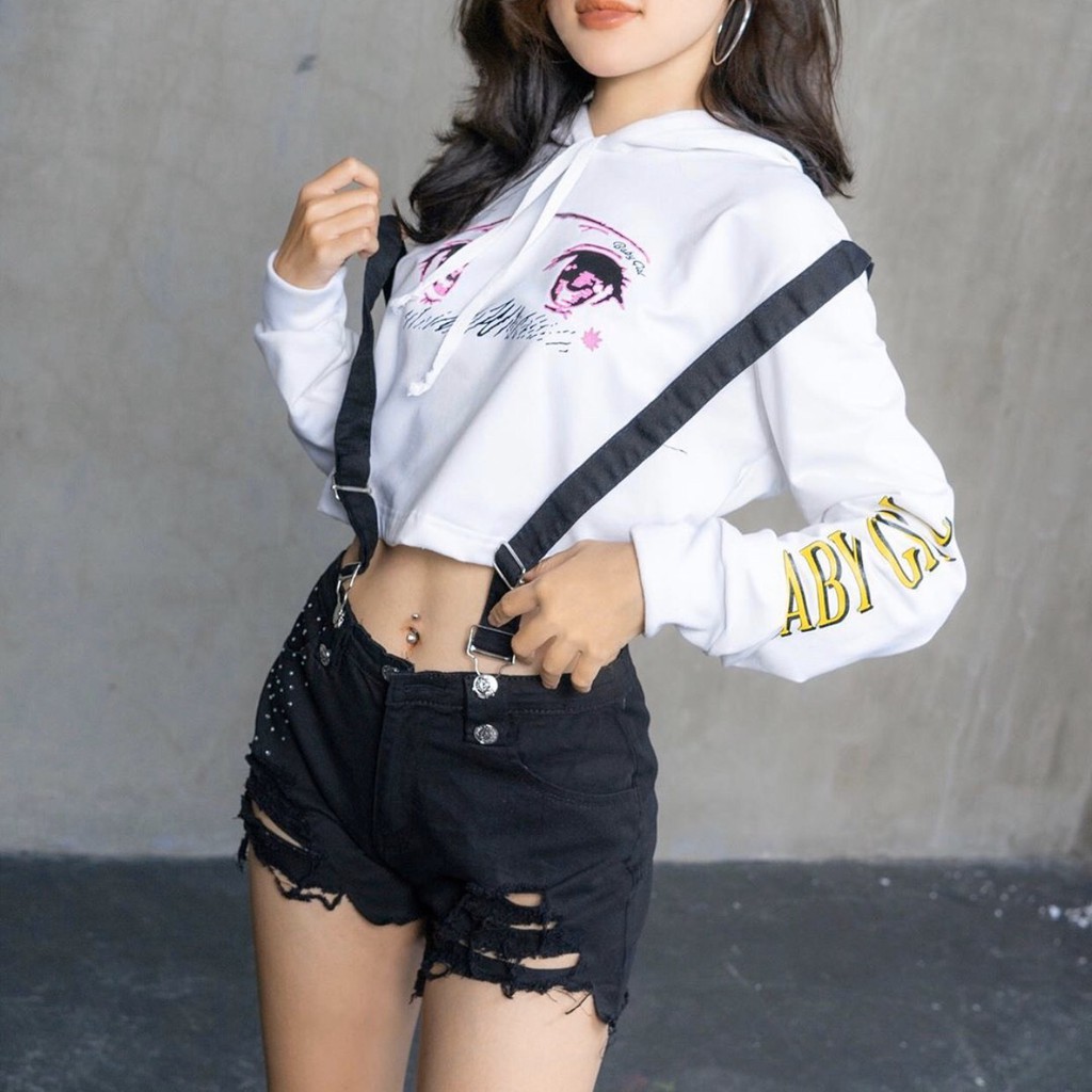 Áo hoodie xinh 2 con mắt búp bê siêu cool