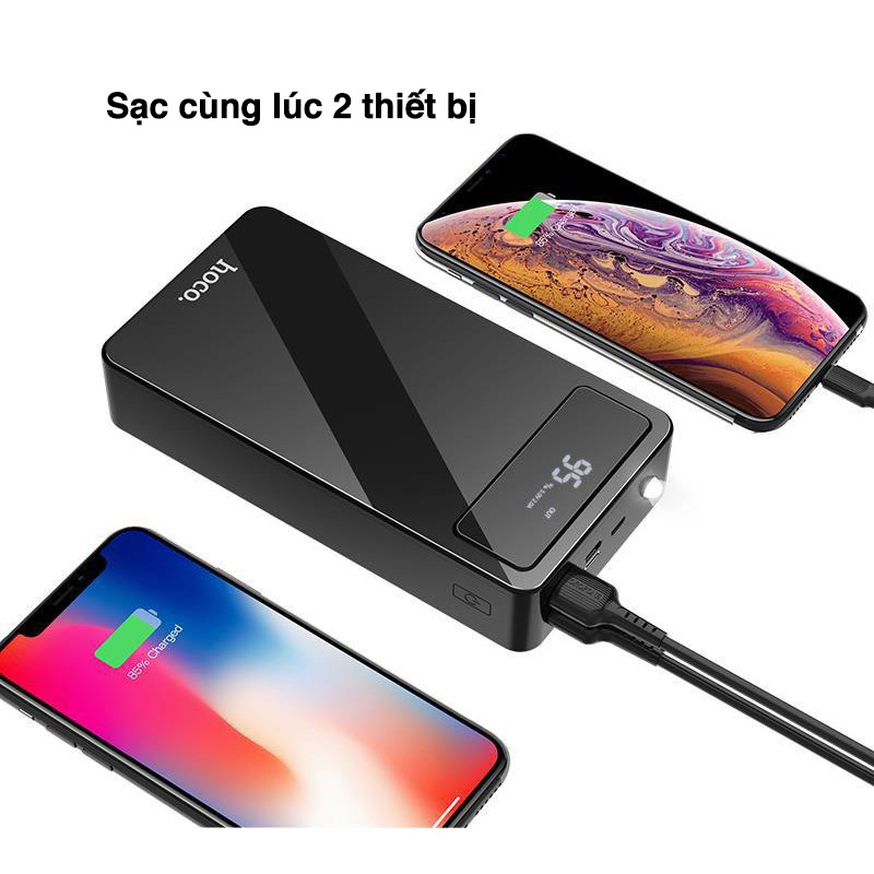 Pin sạc dự phòng Hoco DB119 dung lượng khủng 40000mAh sạc nhanh 2 cổng USB 5V/2A Max tích hợp đèn pin, màn hình LCD