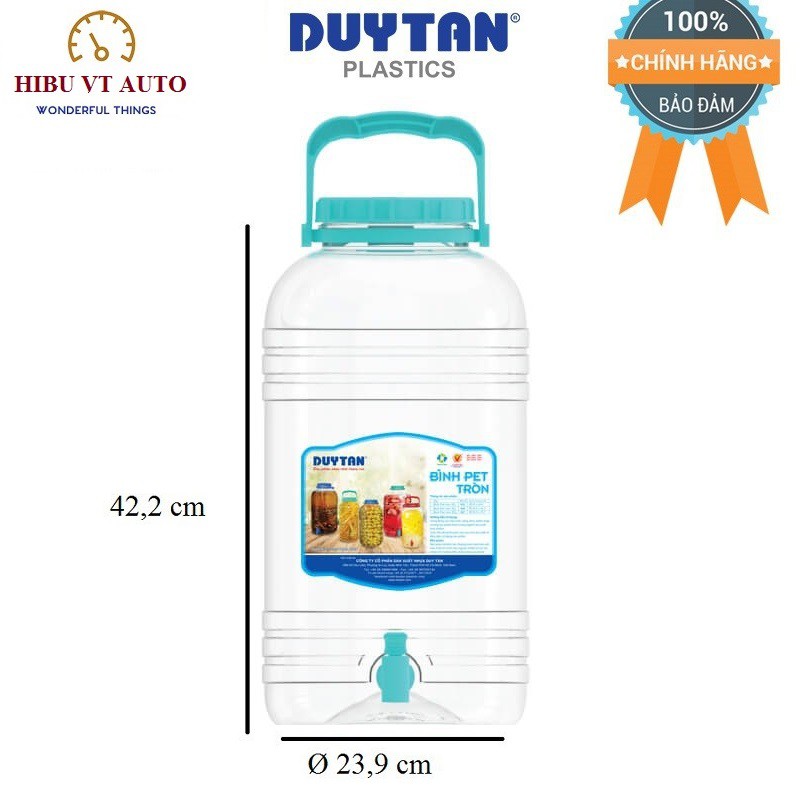 Combo 2 Bình PET Đựng Nước Tròn Có Vòi 15 Lít Duy Tân (Ø 23,9 x 42,2 cm) No.626