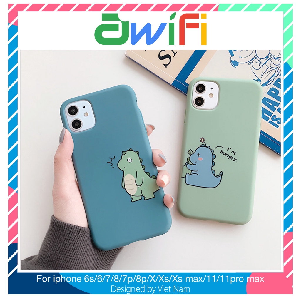 Ốp iphone - Ốp lưng Dino đói bụng trơn 5/6s/6plus/6splus/7/8/7plus/8plus/x/xs/xs max/11/11promax - Awifi Case X2-3