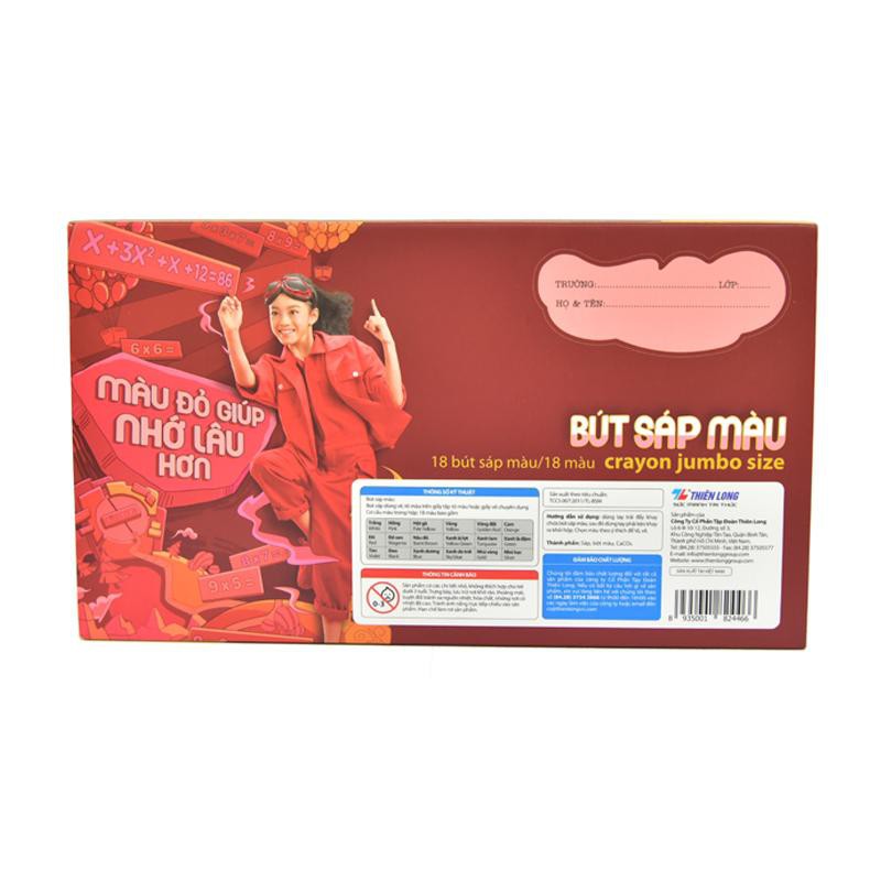 BÚT SÁP MÀU JUMBO COLOKIT CR-C035 Với 2 Màu Sáng Tạo GOLD &amp; SILVER CÂY CỰC ĐẠI (Hộp 18 Màu)