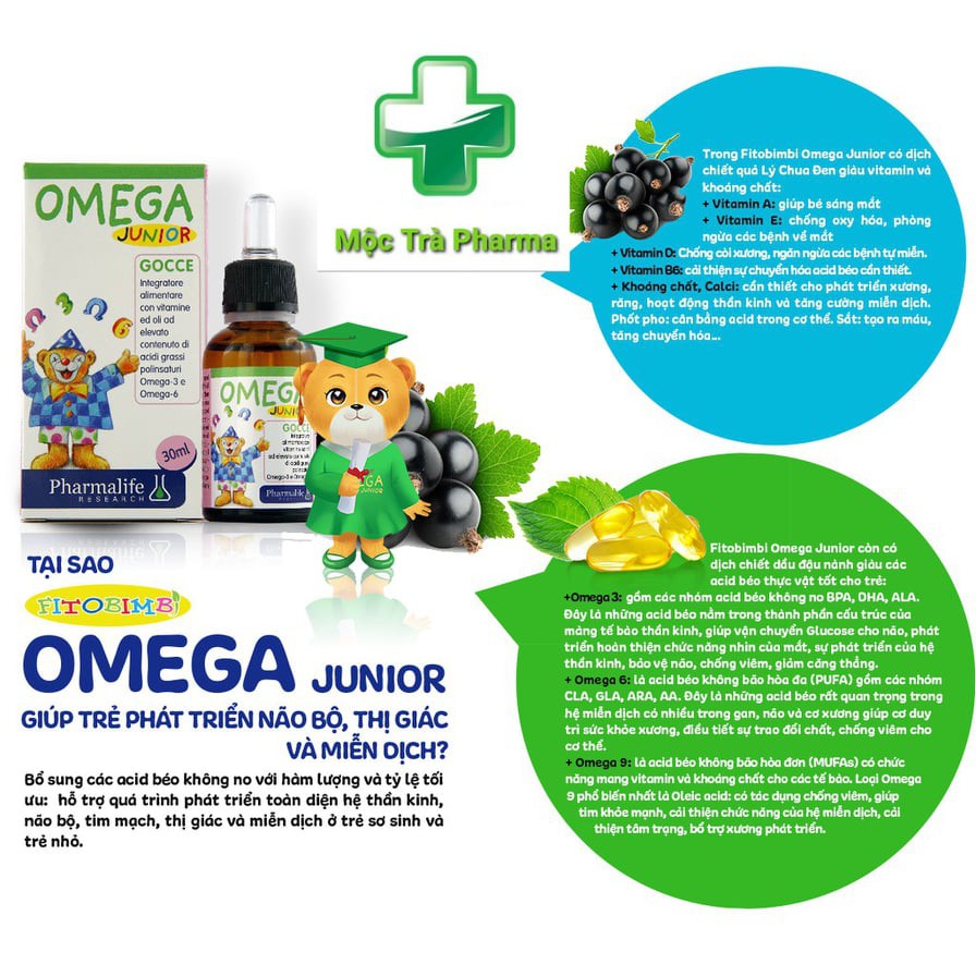 Fitobimbi Omega- Nhập khẩu châu Âu chính hãng-Phát triển trí não cho bé(dạng nhỏ giọt 30ml)