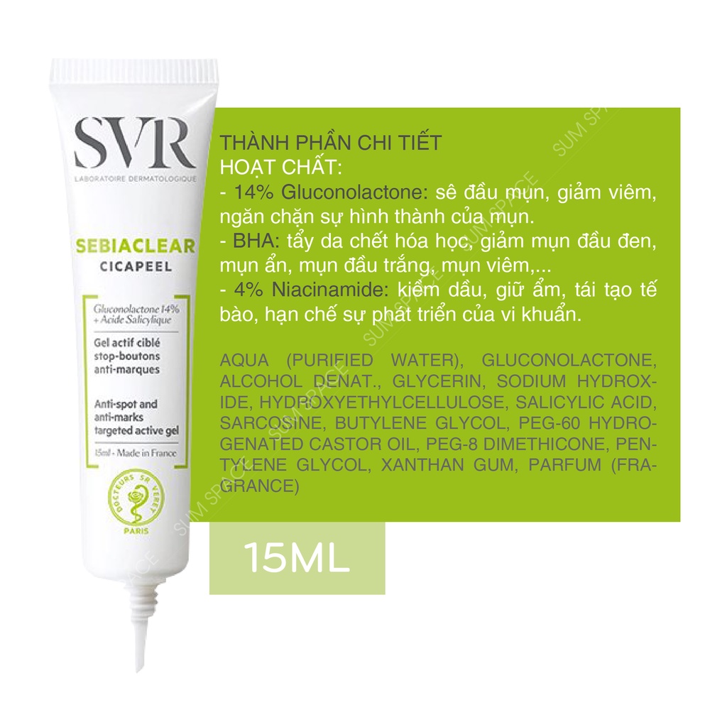 Gel bôi mụn SVR Sebiaclear Cicapeel 15ml