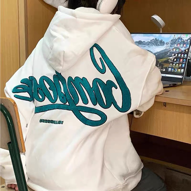 Áo hoddie compo RUBY HOUSE86 chất nỉ bông dầy, màu trắng trẻ trung, from to unisex