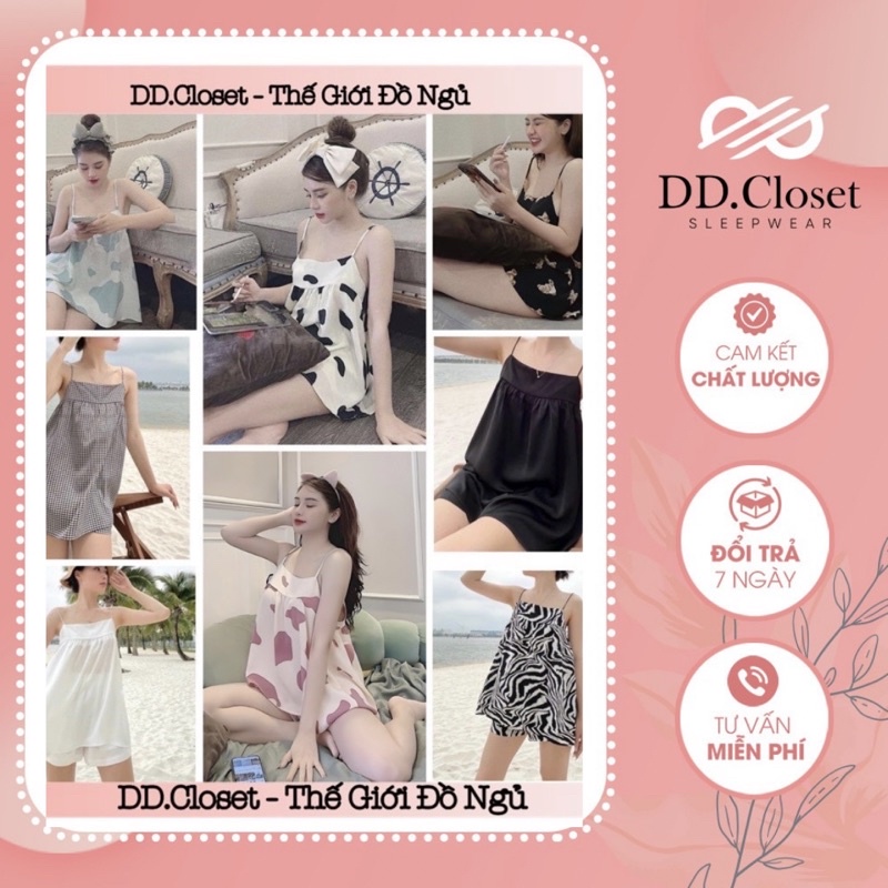 [Mã SKAMFSW175 giảm 10K đơn 50K] Bộ đồ ngủ hai dây mùa hè chất Kate Thái nhiều màu sắc, nhiều họa tiết xinh xắn - CD0012