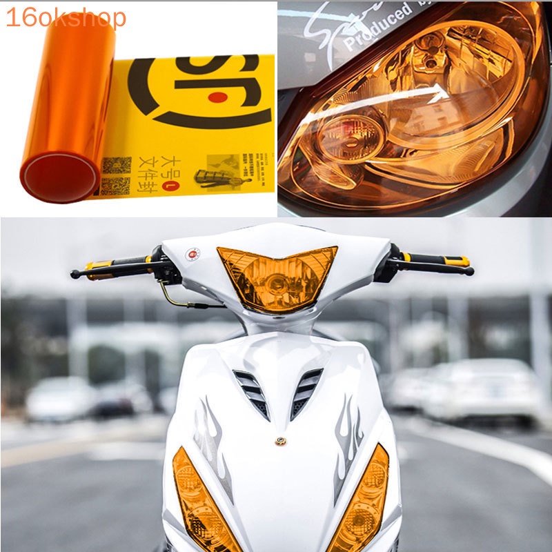 Miếng dán đèn pha xe hơi / mô tô màu cam kích thước 30x20cm