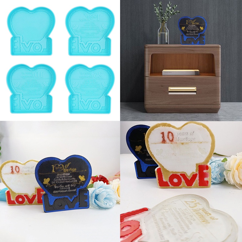 Sa Khuôn Silicone Hình Trái Tim Làm Đồ Trang Trí Thủ Công DIY