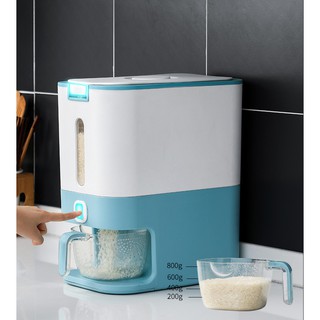 Thùng đựng gạo 12kg kèm cốc vo gạo tiện dụng giao màu ngẫu nhiên