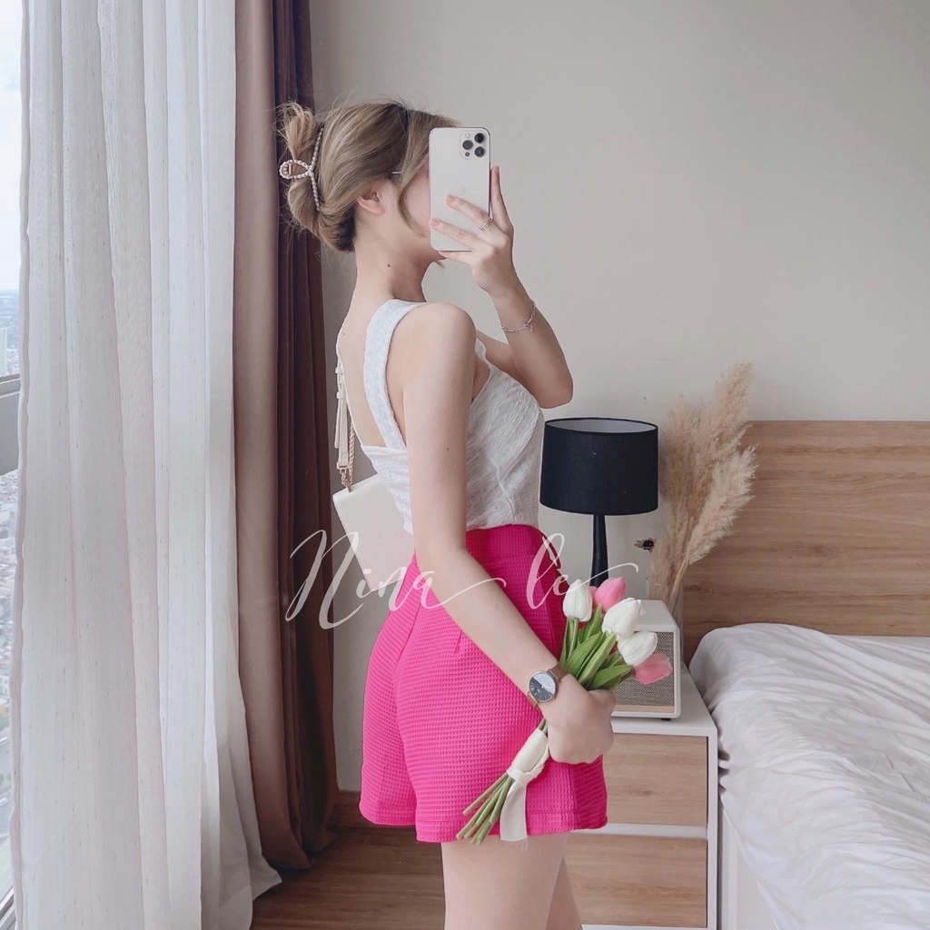 Bộ Áo Yếm Nữ Quần Short Ống Rộng Vải Xốp 🦋 Set Áo 2 Dây Kèm Quần Đùi Ống Rộng 2 Màu 🦋