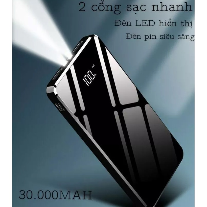 PIN 300000MAH + TẶNG CÁP SẠC NHANH - PIN DỰ PHÒNG MẶT GƯƠNG THIẾT KẾ SANG TRỌNG DUNG LƯỢNG LỚN