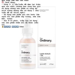 SERUM THE ORDINARY LACTIC ACID 5% + HA 2%