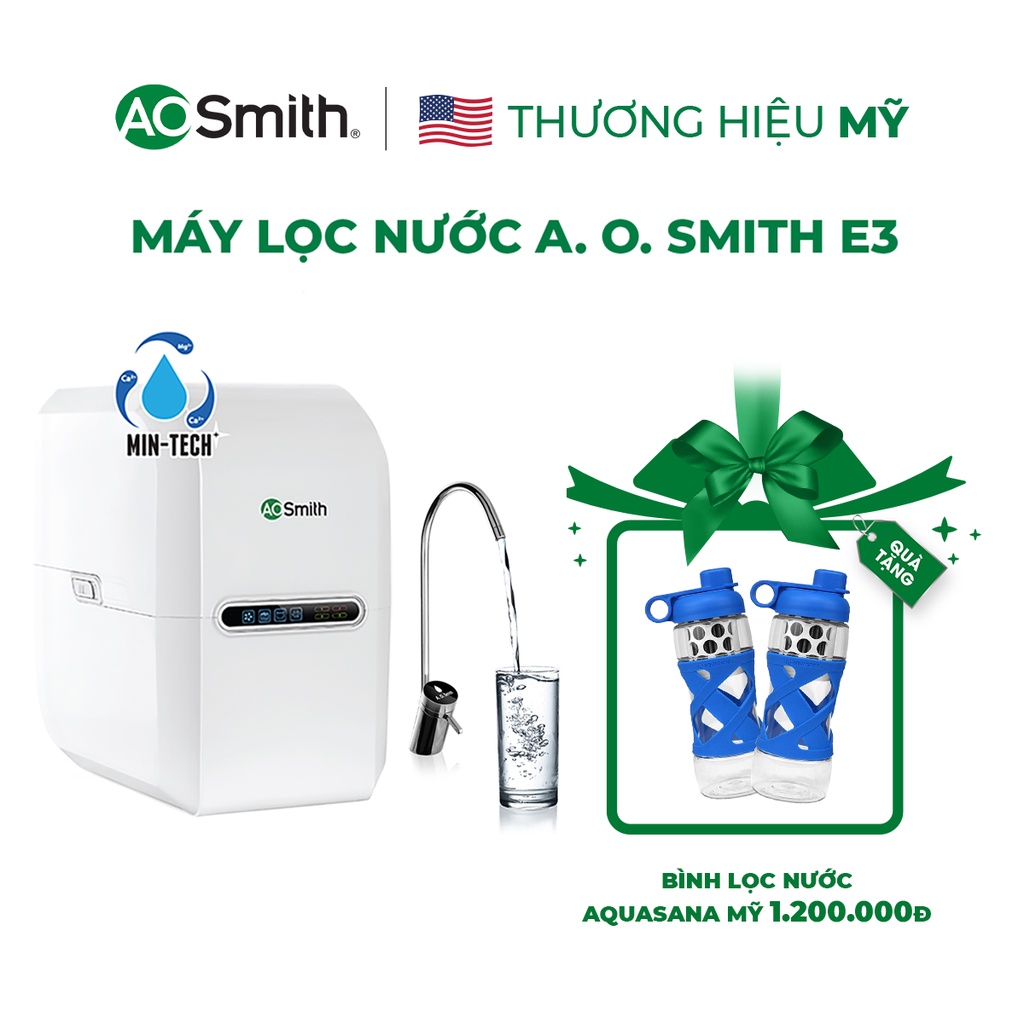 Máy lọc nước A. O. Smith E3 và gói VipCare bộ 4 lõi lọc