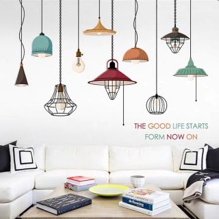 Decal dán tường bóng đèn chùm 110x 180cm