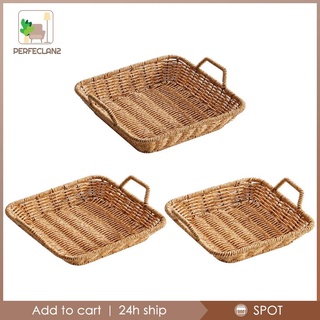 Khay Đựng Bánh Mì Đan Mây Giả Có Tay Cầm