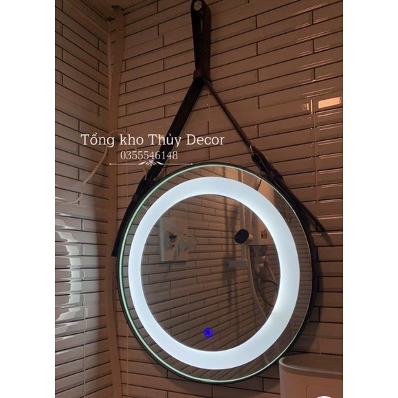 Gương treo dây da đèn led đủ màu, gương trang điểm siêu sang