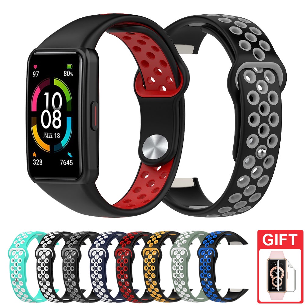 Dây đeo silicone thoáng khí cho đồng hồ thông minh Huawei band 6 Honor band 6