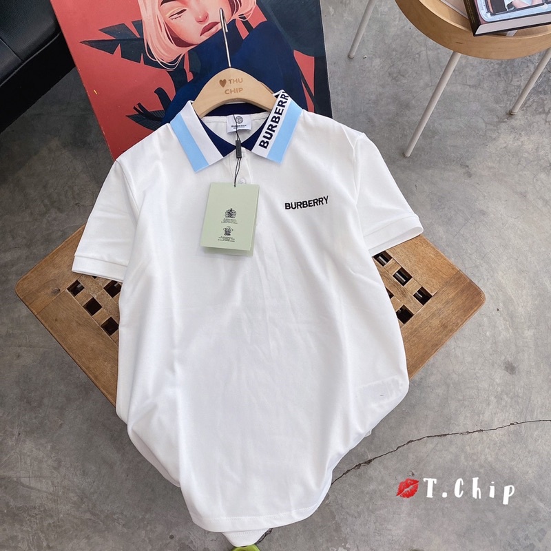 Áo polo cổ pha viền kẻ