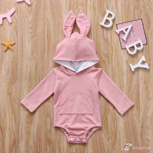 Áo Liền Quần Có Mũ Trùm Đầu Tai Thỏ Đáng Yêu Cho Bé Sơ Sinh