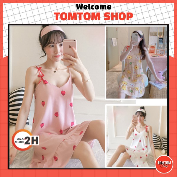 Váy ngủ hai dây đầm ngủ thun mềm mịn mát cao cấp dễ thương VN-01 | BigBuy360 - bigbuy360.vn