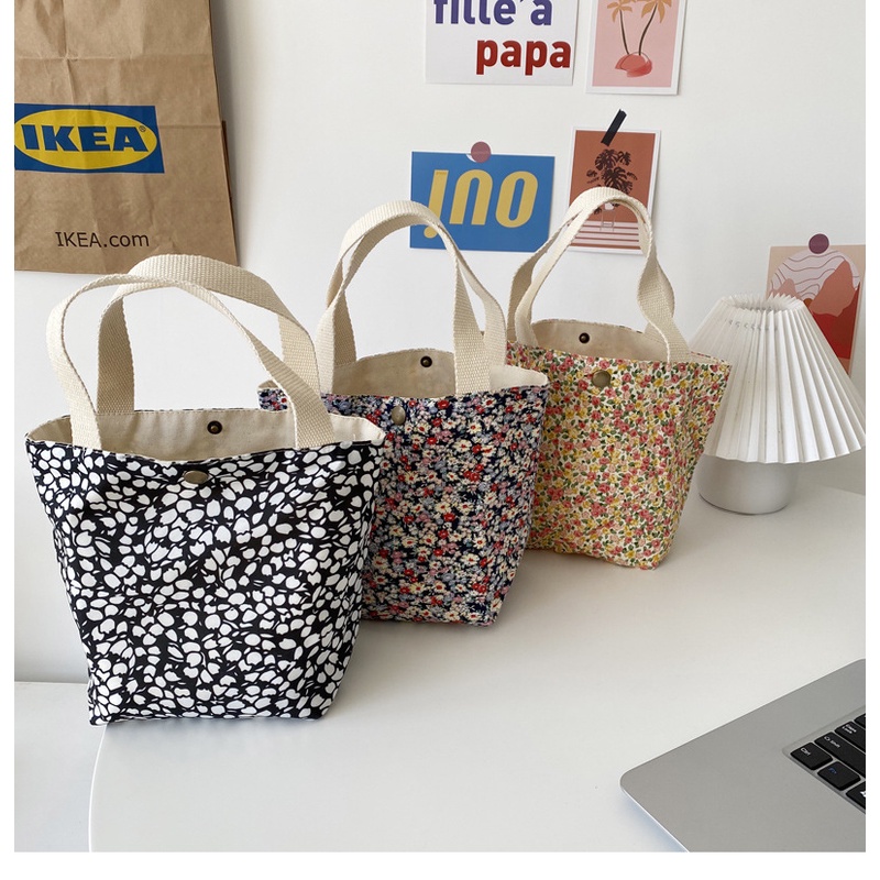 Túi xách vải canvas họa tiết hoa xinh xắn cho nữ