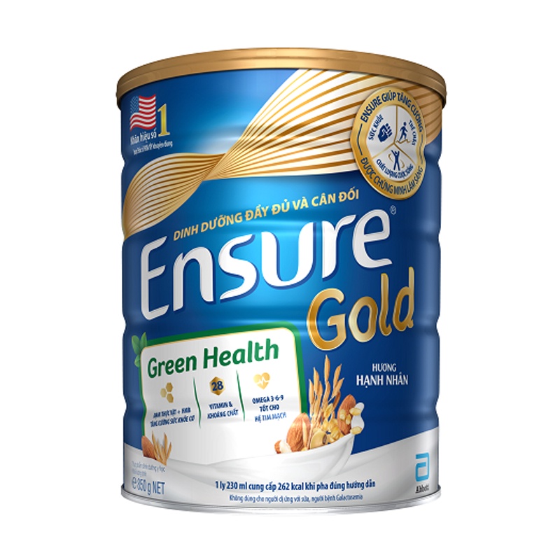 Sữa Bột Ensure Gold Green Health Đạm thực vật hương Hạnh nhân - Lon 850g- HSD 13/11/2023