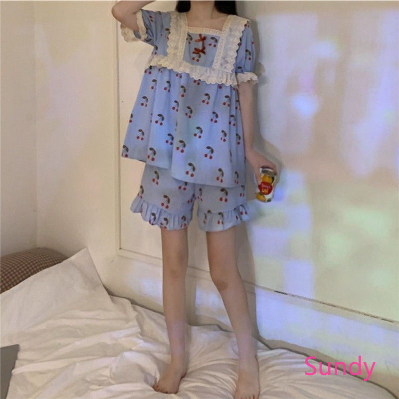 Set đồ ngủ phối ren xinh xắn cho nữ