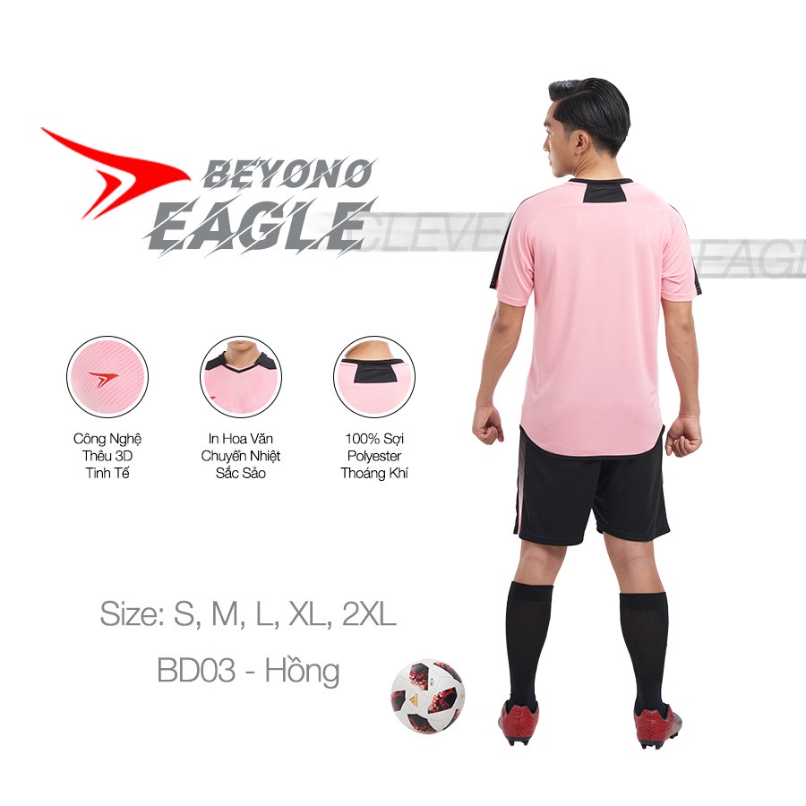 Bộ quần áo bóng đá Beyono Eagle hồng, đồng phục thể thao co giãn 4 chiều, thấm hút, thoáng khí