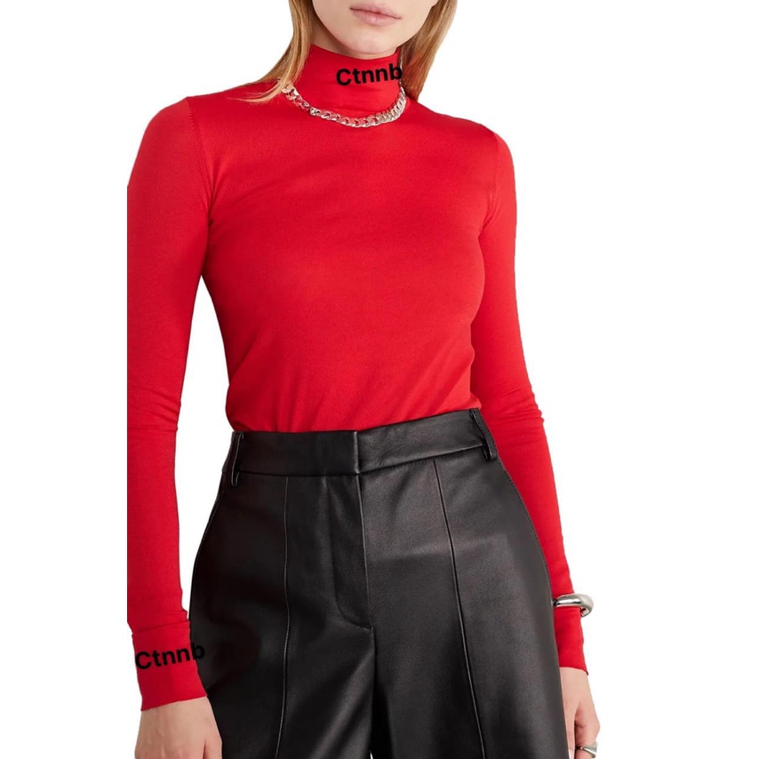 👕𝐀́𝐨 𝐥𝐞𝐧 đ𝐨̉ 𝐧𝐮̛̃ 𝐔𝐧𝐢👕 Áo cổ lọ, tay gấp thêu, hàng xuất xịn, sang xịn mịn, màu cực sáng cực sang, cao cấp