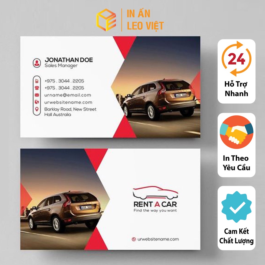 Name card danh thiếp cho xe TAXI kích thước 8.8x5.3cm thiết kế theo yêu cầu Giấy C300 Cán Màng Mờ