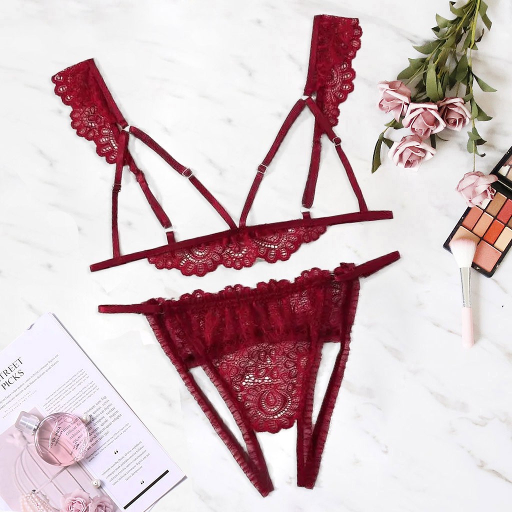 Bộ Đồ Lót Cổ Chữ V Khoét Lỗ + Quần Lọt Khe Thời Trang Size S-2Xl Cho Nữ | BigBuy360 - bigbuy360.vn
