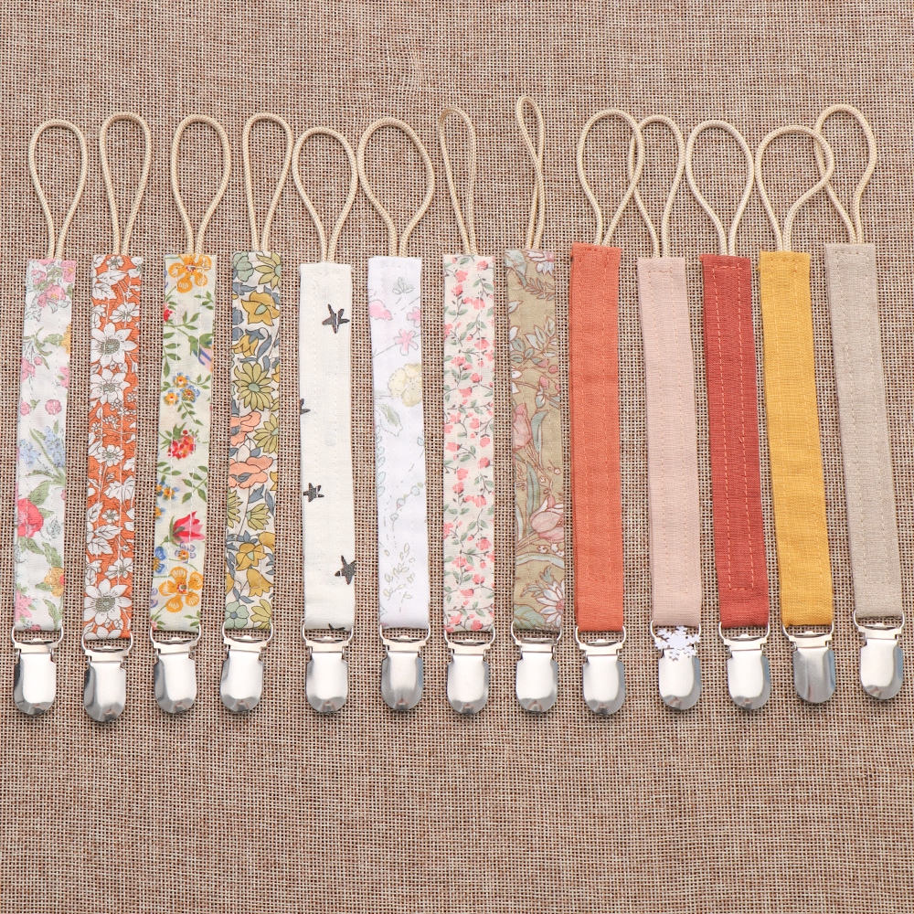 LAYOR Printing New Infant Feeding Linen Cotton Anti-fall Pacifier Clip