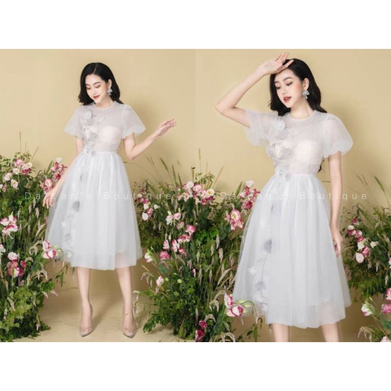 Thanh lí đầm đi tiệc dáng xòe tiểu thư size S