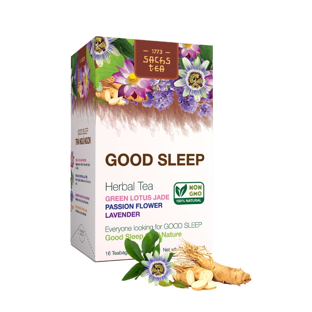 Trà Ngủ ngon Good Sleep Tea G2020 SACHS TEA 1773 Trà thảo mộc dễ ngủ an thần túi lọc tiện lợi thân thiện môi trường.