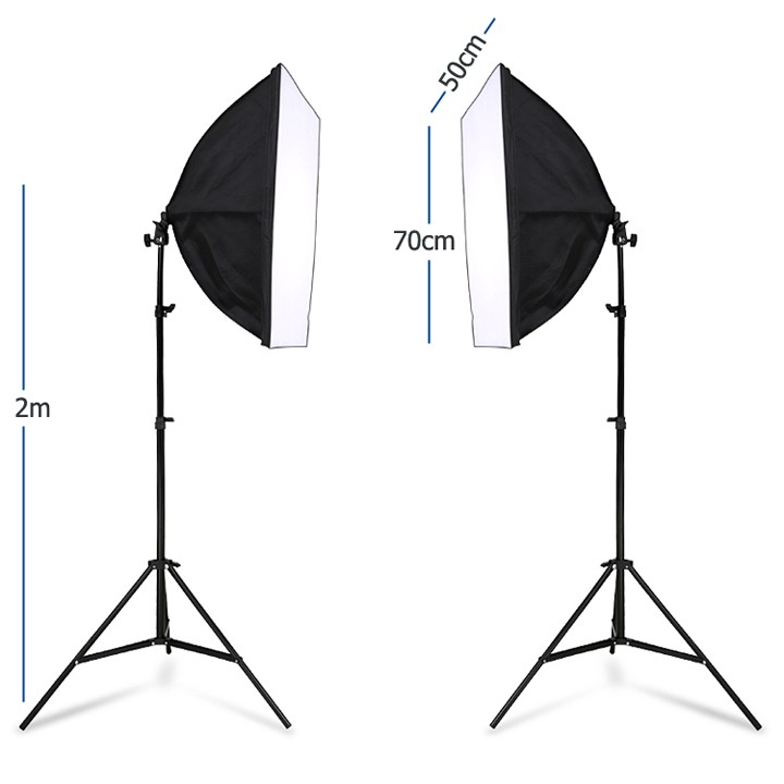Combo 2 Softbox đuôi Sứ 4 chuôi 50 x 70cm - 2 Chân đèn 2m không bao gồm đèn